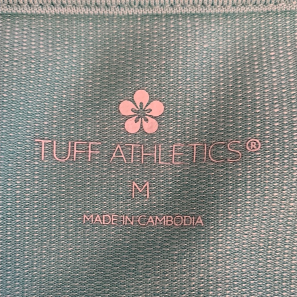 Tuff Athletics Women's Aqua Short Sleeve Workout Top Medium - Picture 6 of 7